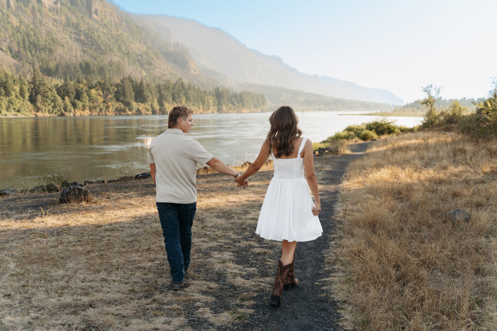 Engagement photography with rustic country vibe and mountain scenery