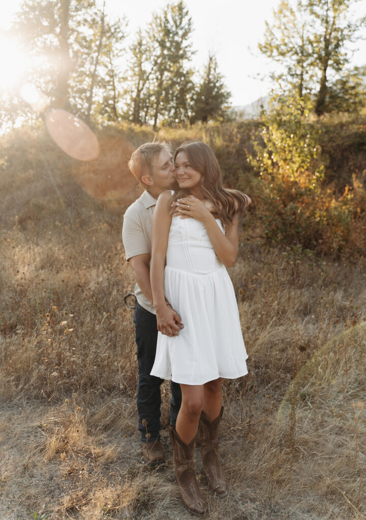 Intimate engagement photo by the Columbia River Gorge